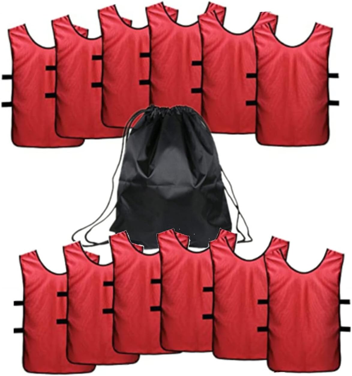 12 pcs Soccer Scrimmage Practice Vests Reversible Team Pennies with Belt Adult Kids Mesh Scrimmage ventilate Jersey