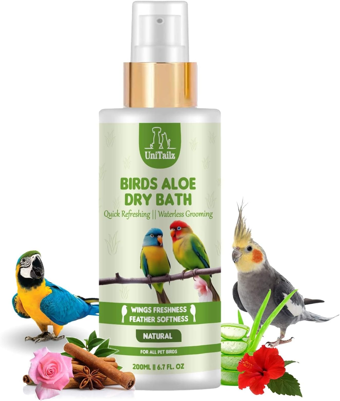 Unitailz Birds Aloe Dry Bath Shampoo for Parrot, Pigeon,Sparrow | Instant Wat...