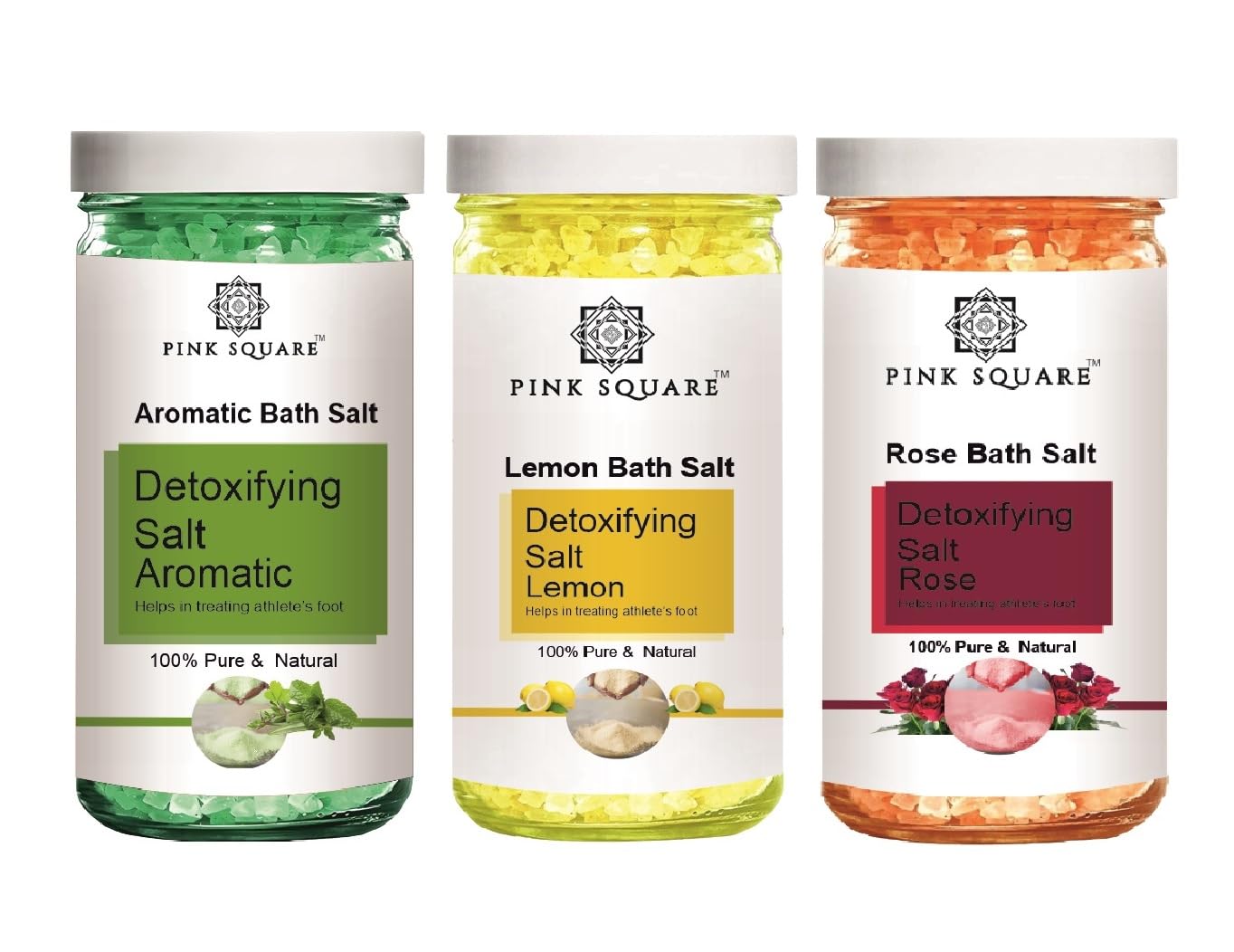Aromatic, Lemon & Rose Detoxifying Bath Salt Crystal And Bath | For Muscle Relief, Relieves Aches & Pain | Soothing & Relaxation | Pedicure & Manicure Salt (Each, 200g) Combo of 3-image-6
