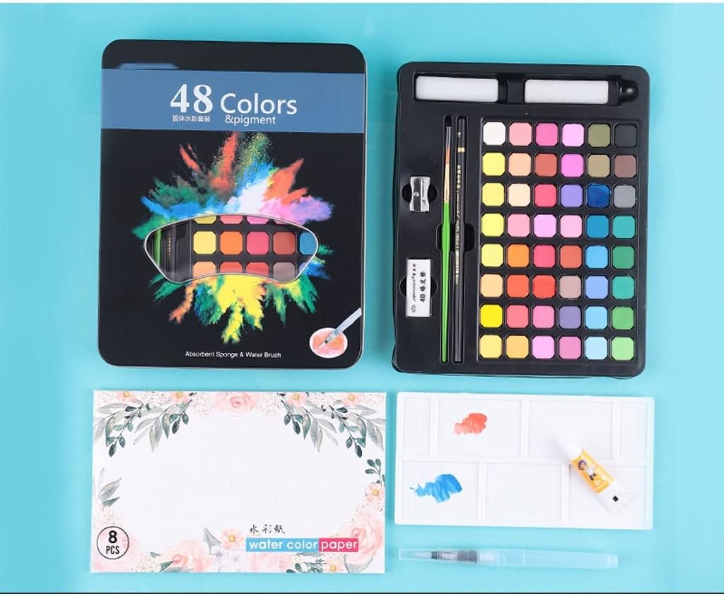 Watercolor Pigments Solid Set Cross-border 48 Colors Containing Fountain Pen(black-JoJo's Bizarre Adventure1)