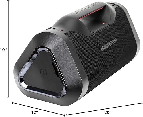Miniatura 8 de Monster Bluetooth Boombox: Altavoz Bluetooth impermeable recargable IPX5 con carga USB y entrada auxiliar, altavoz inalámbrico portátil de 120 W