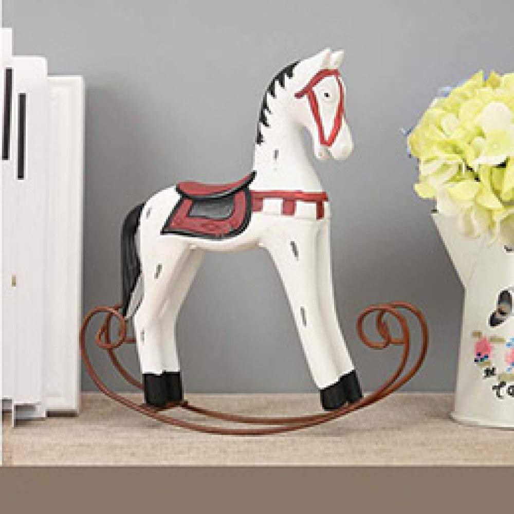 Moderne Europe style cheval statue en bois rétro pour ornement de décoration maison 002