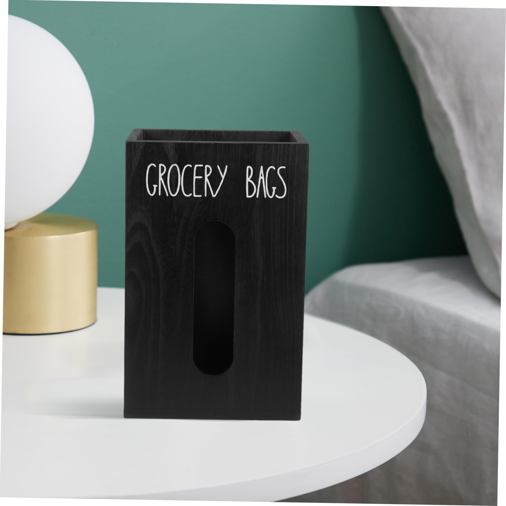 Cabilock Caja de Almacenamiento de Madera dispensador de Almacenamiento de Bolsas de Basura Almacenamiento de la Bolsa de comestibles Porta Bolsa de Basura Negro