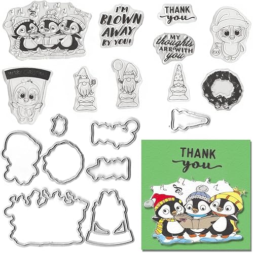 Troqueles de corte de pingüino de Navidad para hacer tarjetas, animales de Navidad, troquelados, plantillas de estampado, herramienta para álbumes