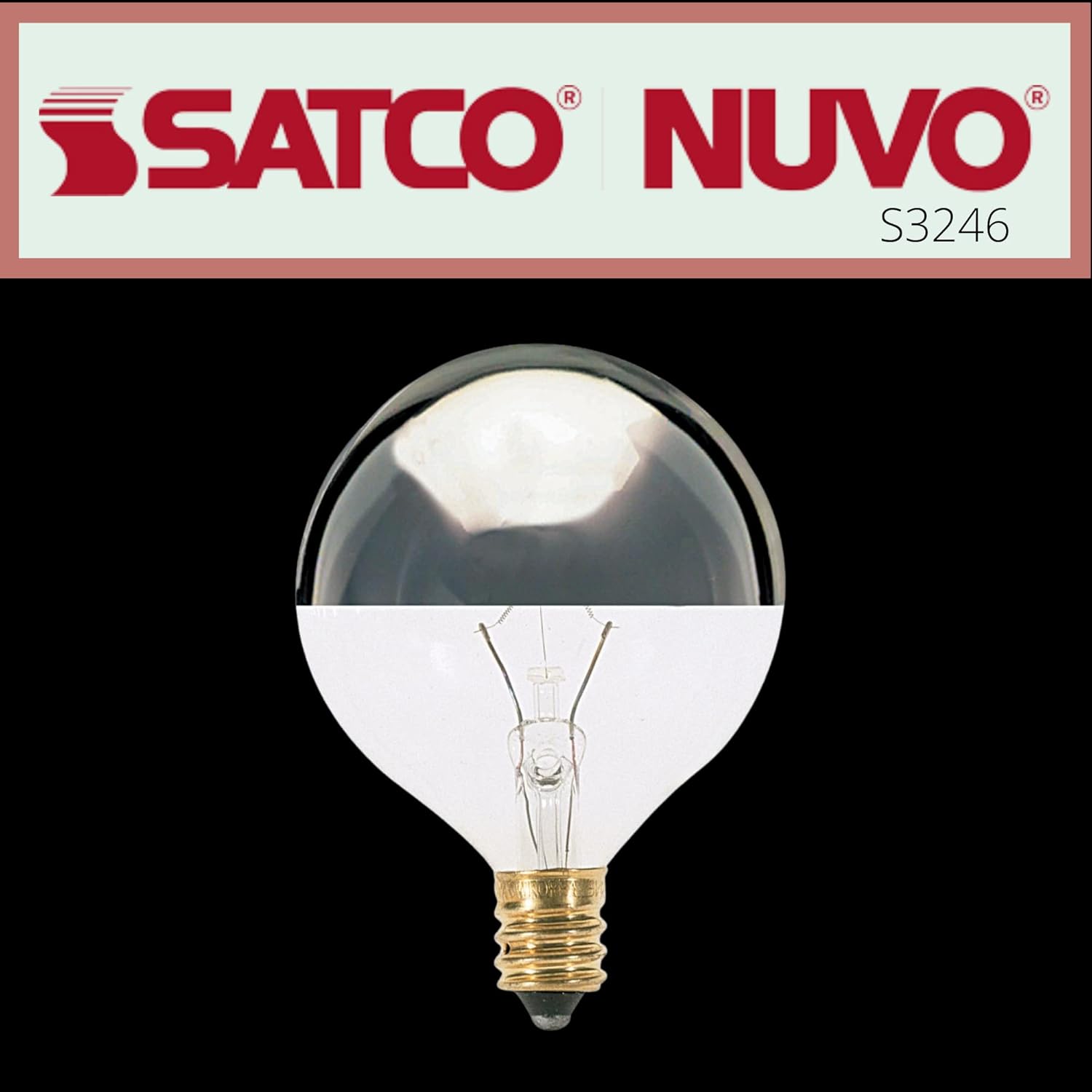 SATCO S3246, 60 Watt 120 Volt G16 1/2 Incandescent Decorative Globe Light Bulb; Silver Crown; 1500 Hours; 672 Lumens; E12 Candelabra Base; Residential & Commercial (25 Light Bulbs)