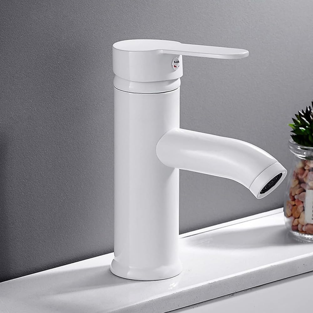 バスルーム用蛇口 洗面台用蛇口 ホワイト シングルハンドル バスルーム用蛇口 バスルームシンク用蛇口 バスルームシンク用蛇口 シングルホール  ホワイト、バスルーム用蛇口 シンク対応 1ホール ホワイト、バスルームシンク対応洗面台用蛇口 モダンな シングルハンドルバス ...
