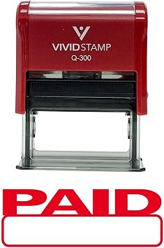 Basic Paid Self Inking Rubber Stamp Red Ink - Large