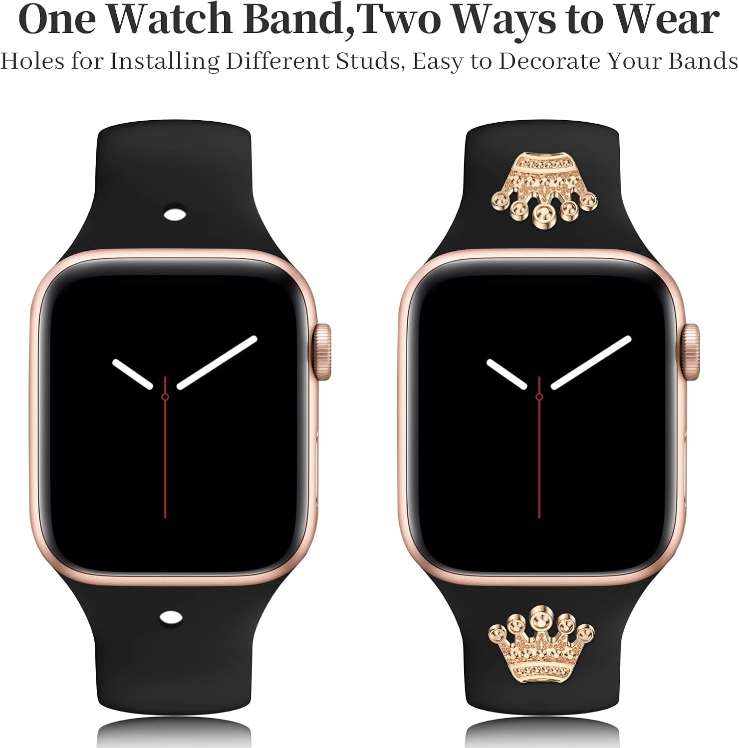 Aopigavi Designer Silicone Watch Bands with Studs Compatible with Apple Watch Band 38mm 44mm 40mm 45mm 41mm 42mm 49mm, Sport Straps Decorative Charms Nails for iwatch Ultra SE Series 8/7/6/5/4/3/2/1