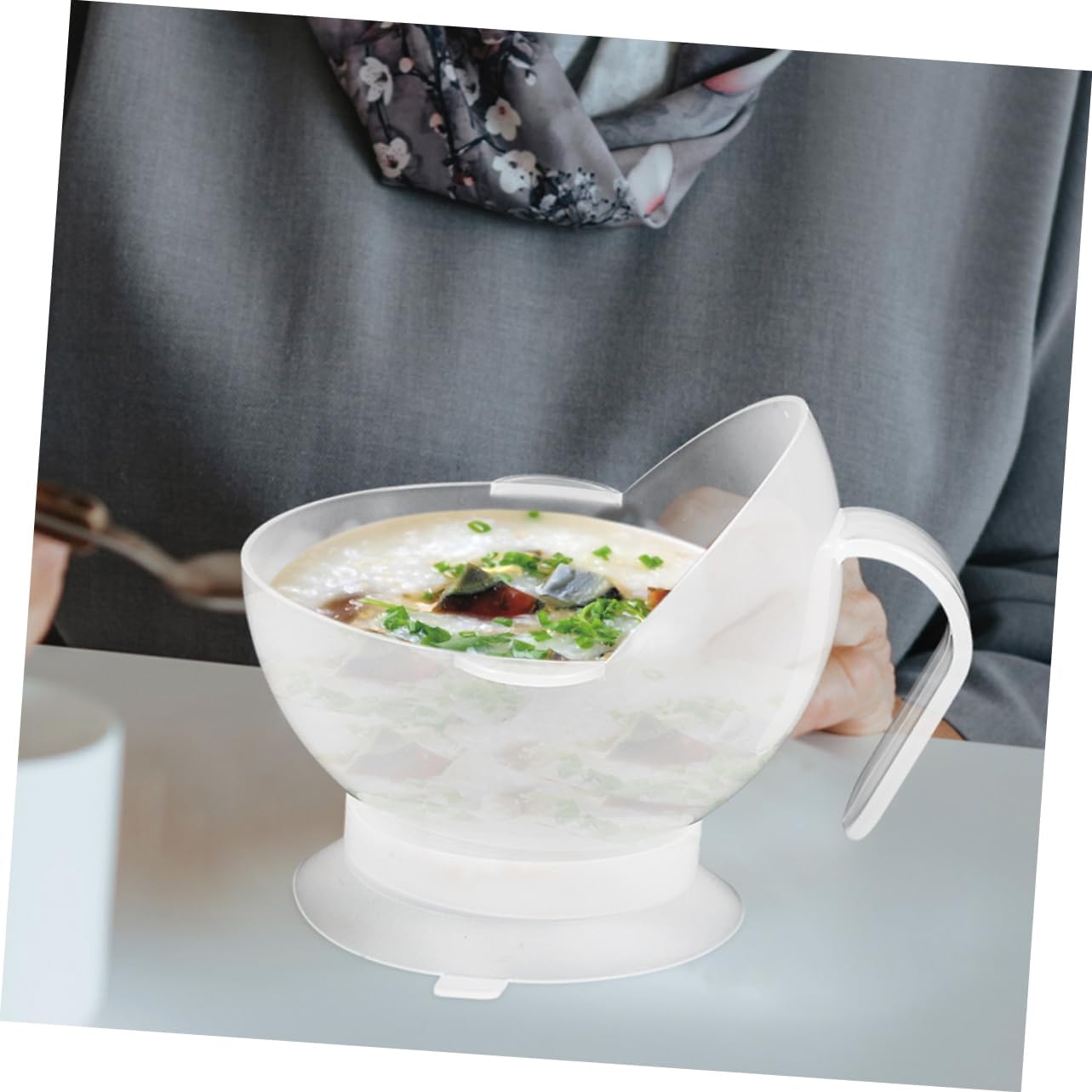 Didiseaon Elderly Dining Bowl Handicapped Bowl Suction Cup for Seniors Daily Living Aid Silicone
