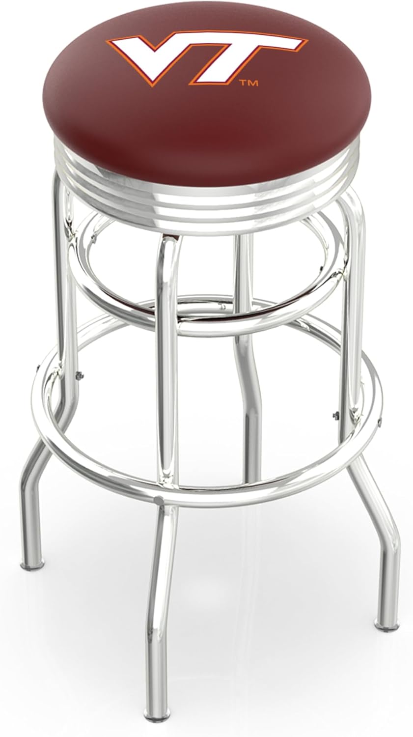 HBS L7C3C Virginia Tech 25" Double-Ring Swivel Counter Stool with Chrome Finish