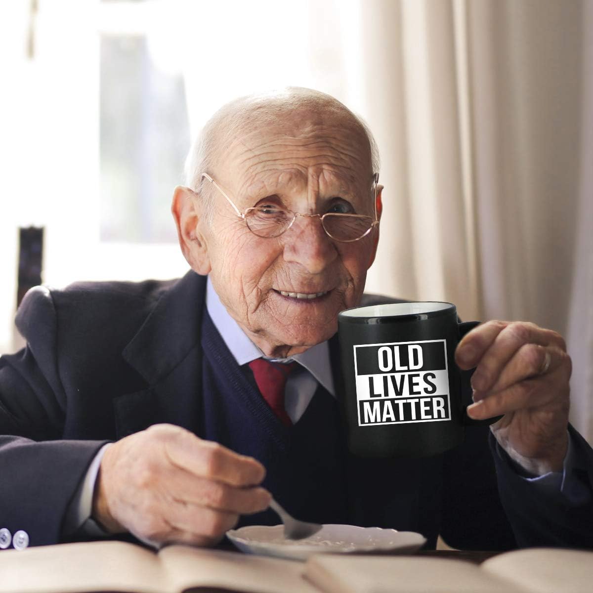 DU VINO Old Lives Matter Coffee Mug 11 oz- Funny Birthday or Retirement Gift for Elderly Senior Citizens- Gag Gift for Mom, Dad, Grandma, Grandpa- Novelty Coffee Mug for Grandparents - Image 5
