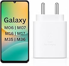 25W C-Type Super Fast Adapter Compatible With Samsung Galaxy M06 5G Super Fast Charger Adapter For A35/S23/S23 Fe/S22/S21/21 Fe/A06/M16/M35/A16/M06/M05/A56, A55/S24 Fe/A16/A36 5G, White