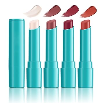 4Pcs Hydrating Lip Tint Watery Lip Gloss, Long-lasting & Moisturizing Tinted Lip Balm, Natural Ingredients Sheer Moisture Lip Stain Lipstick for Women and Girls