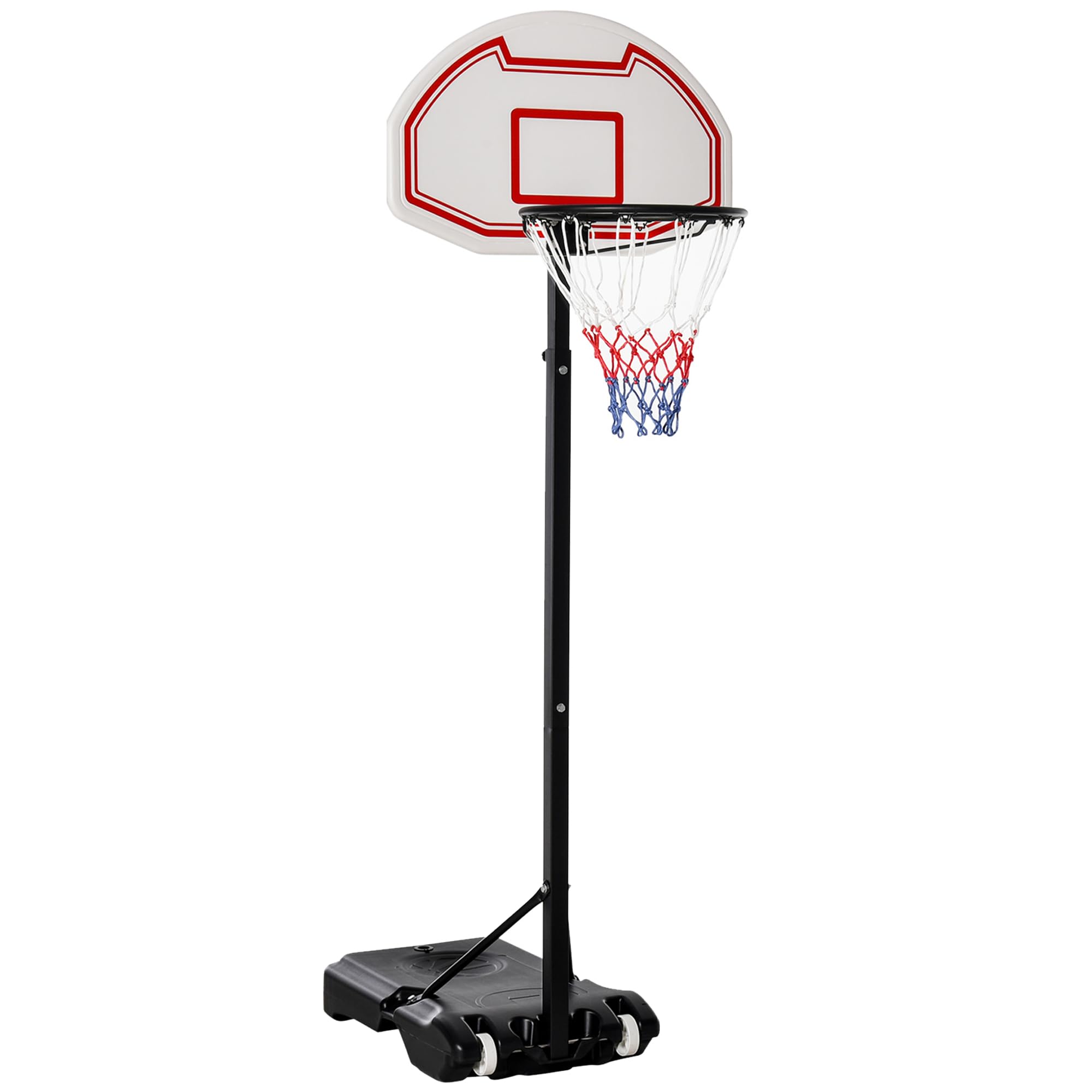 HOMCOM Canestro da Basket da Esterno con Supporto e Altezza Regolabile in Acciaio, 73x49x194-249 cm