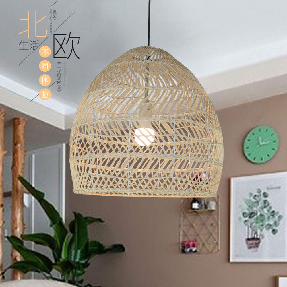 Lámpara Colgante De Techo De Mimbre Lámpara Colgante De Luz Tejida con Forma De Cúpula Candelabro De Cesta De Mimbre con Pantalla De Nido De Pájaro para Sala De Estar, Comedor, Restaurante