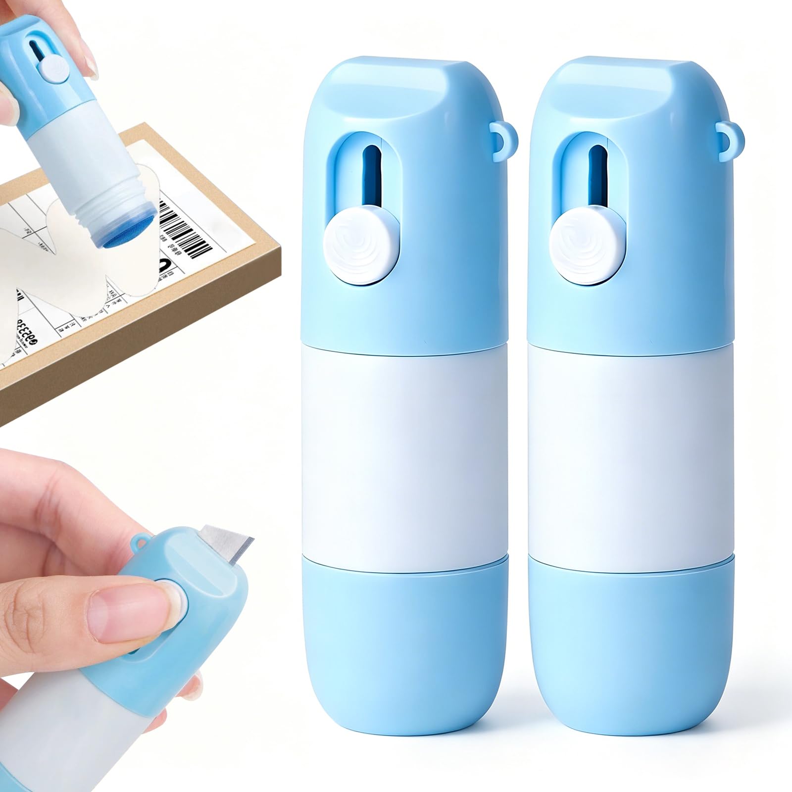 2 in 1 Privacy Wipe Box Cutter,Thermal Paper Correction Fluid,2-in-1 Box Cutter & Thermal Paper Eraser Pen with 10ml Erasers,Privacy Protection for Package Labels Bills (2 Pcs)