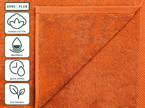 Luxury Extra Large 8-Piece Turkish Towel Set With 4 Bath Towels (30X60 And 24X48) - Orange #TOP3