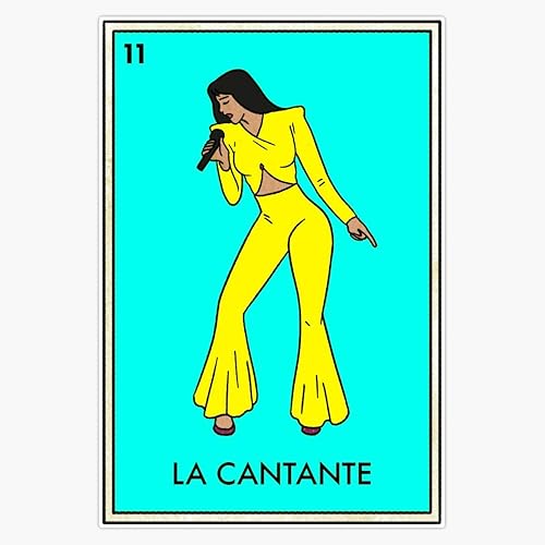 Miniatura 1 de Adorable tarjeta de lotería mexicana La Cantante The Performer/Singer - Adhesivo de vinilo impermeable para parachoques de 5 pulgadas