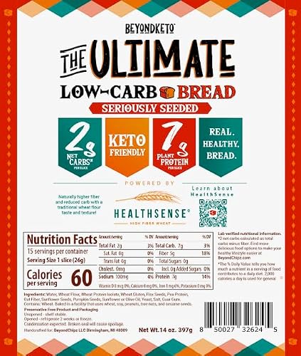 The Ultimate Low Carb Bread, “Seriously Seeded” Powered By HealthSense® High Fiber Wheat Flour, Keto Friendly, Pack of 2 Loaves - Thumbnail 2