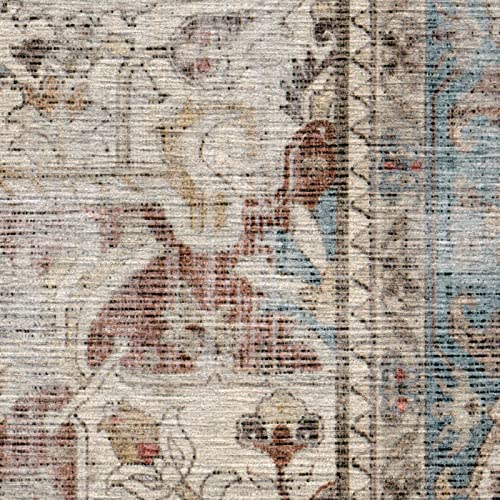 Ruggable Kamran Runner Rug - Perfect Vintage Washable Rug For Entryway Hallway Kitchen - Pet & Child Friendly - Stain & Water Resistant - Coral 2.5'X7' (Standard Pad) #TOP2