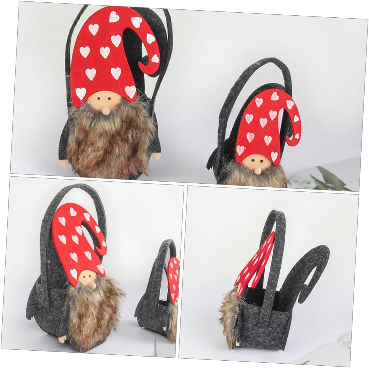 Christmas Candy Basket 2pcs Felt Cloth for Xmas Gifts Tabletop