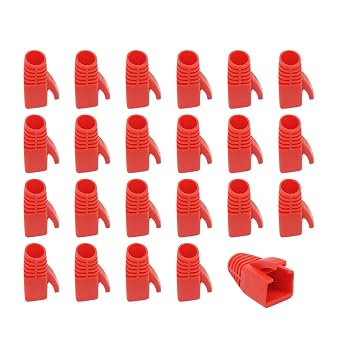 100 PCS CAT6A, CAT7, CAT8 Plastic RJ45 Ethernet Network Cable Strain Relief Boots, Red