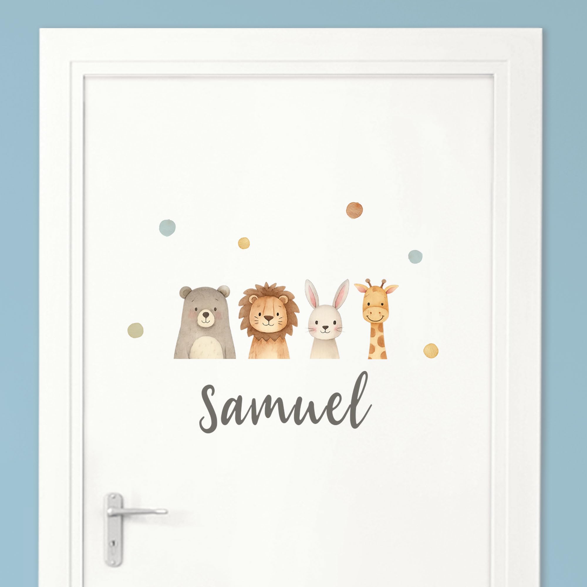 Little Deco Türaufkleber, Wandtattoo Kinderzimmer, Wandsticker, Sticker personalisiert, Babyzimmer Deko, Wunschtext Aufkleber, Tür Namensschilder Kinder, Stickers selbstklebend, Tiere