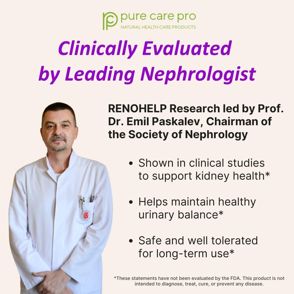 Renohelp Powerful All-Natural Kidney Support Supplement for Healthy Kidney Function, Creatinine Levels and Glomerular Filtration, Vegan & Gluten Free* (90 Capsules)