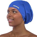 YOGINGO Extra Large Swim Cap for Women and Men Adult Youth,Waterproof Silicone Swim Cap for Very Long Hair, Thick Curly Hair & Dreadlocks Braids Weaves Afro Hair (Blue)