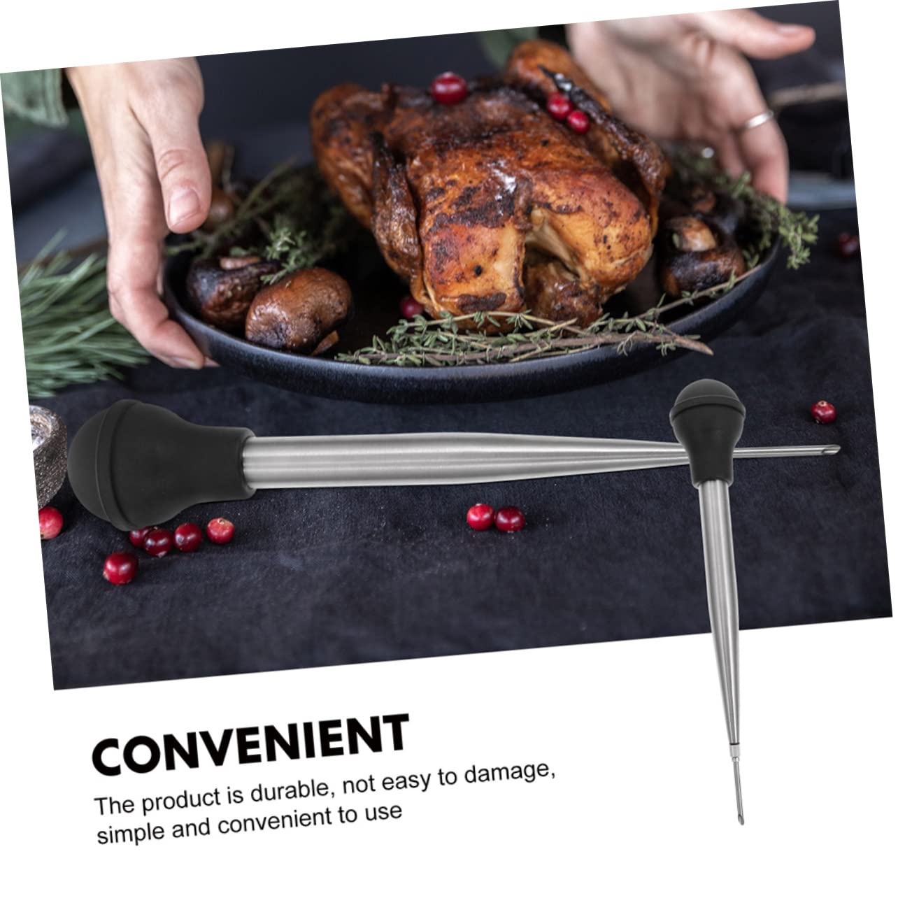 GRIRIW Bulb Turkey Injector Premium Kitchen Meat Injector with Stainless Steel Needle for Seasoning Marinades Bbq Sauce and Cooking for Parties Roasting and Outdoor Grilling