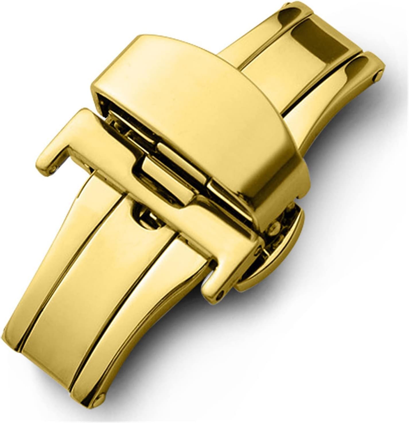Fully Automatic Mechanical Watch Band Butterfly Loop Stainless Steel Wristwatch Strap Buckle Table Buckle (Gold)