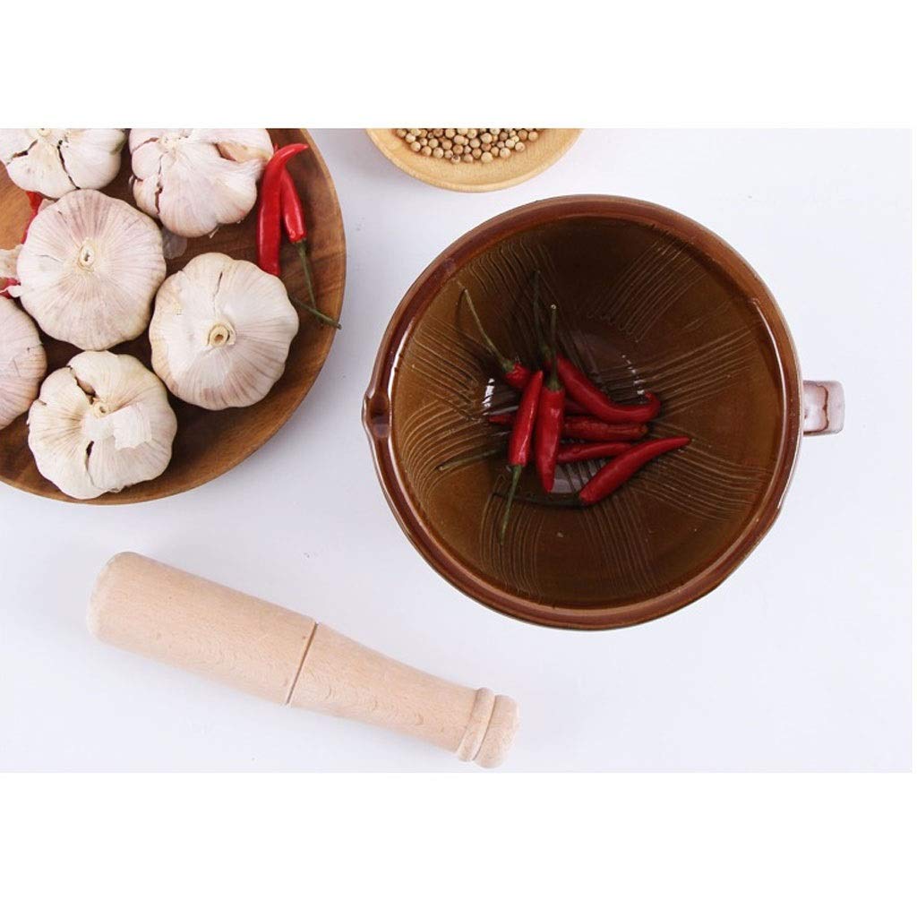 Pestle and Mortar Pottery Mortar and Pestle Set Ceramic Grinder with Pouring Guacamole Bowl Traditional Garlic Peeler Mortar and Pestlece Grinder Mortar Pestle