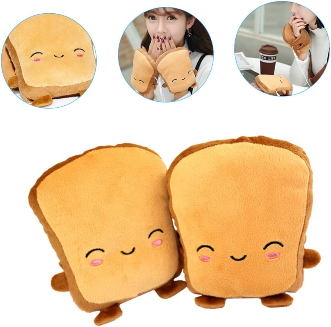 YARNOW Fingerless Heated Gloves Heating Gloves for Winter Thickened for Boys and Girls Bread Cartoon Mittens