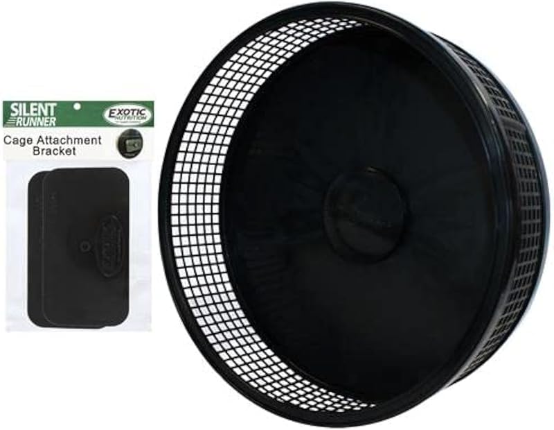 Roda de Exercício Silenciosa para Pequenos Animais Silent Runner Pro Exotic Nutrition, Preta com Suporte, 30,48 cm