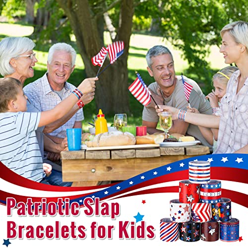 200 Pieces 4Th Of July Patriotic Slap Bracelets Patriotic Wristbands Gifts For Kids Party Supplies Decorations Red White And Blue Accessories For Memorial For Little Teenagers Kids Girls Boys #TOP4