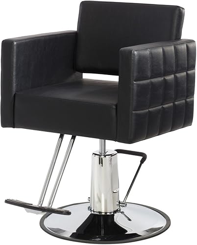 Buy-Rite Icon Styling - Moderno asiento de salón negro con diseño acolchado ancho, marco de acero, bomba hidráulica y características fáciles de