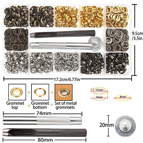 4 Colors Grommets Kit 400 Sets 1/4 Inch, Lynda Metal Eyelets With 3 Pieces Installation Tools For Craft Making,Repair And Decoration... #TOP1