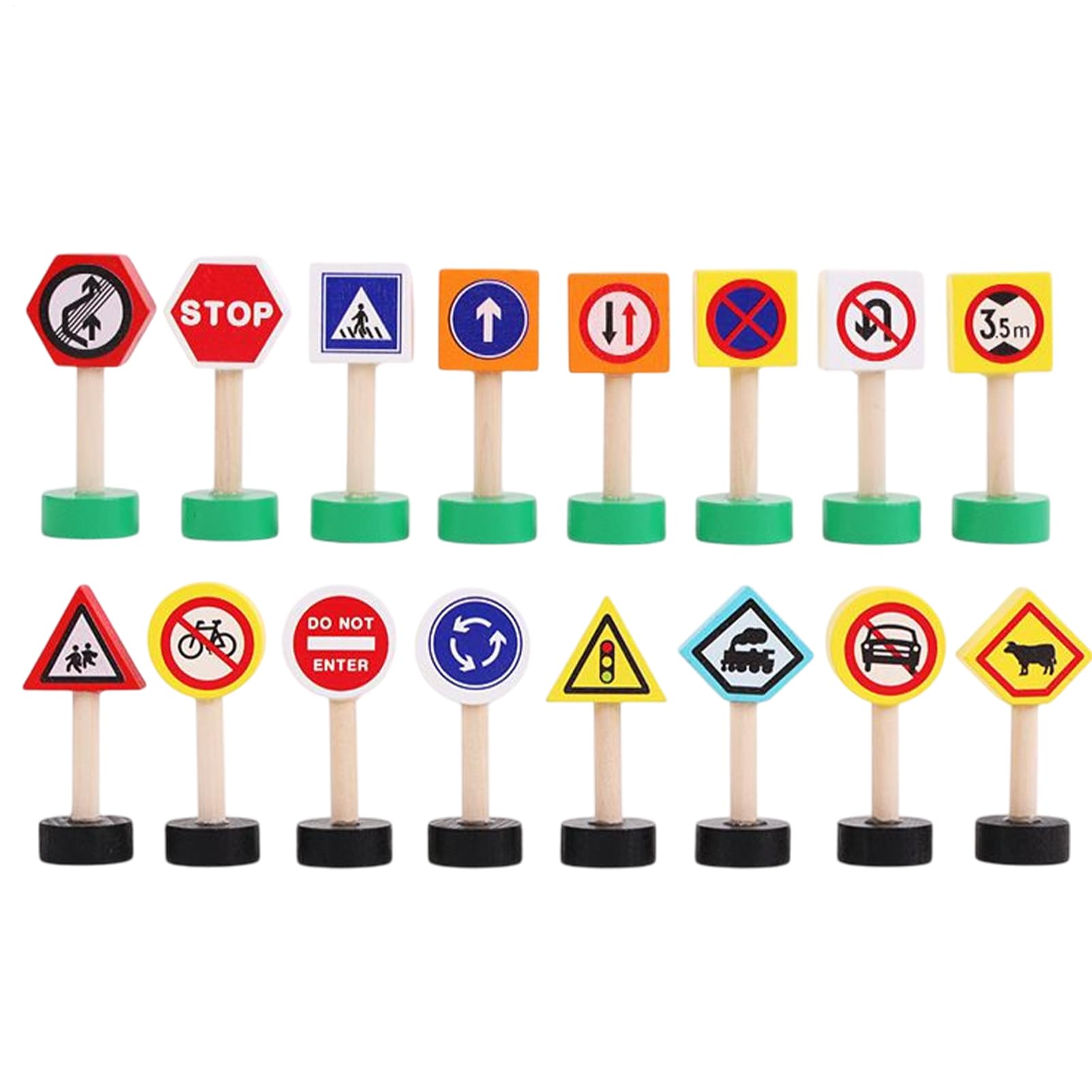 Générique Traffic Signs - 9.06 Inch Set | Wooden Signs - Road Safety Role Play Educational Toys with Rounded Role Play for Skill Learning