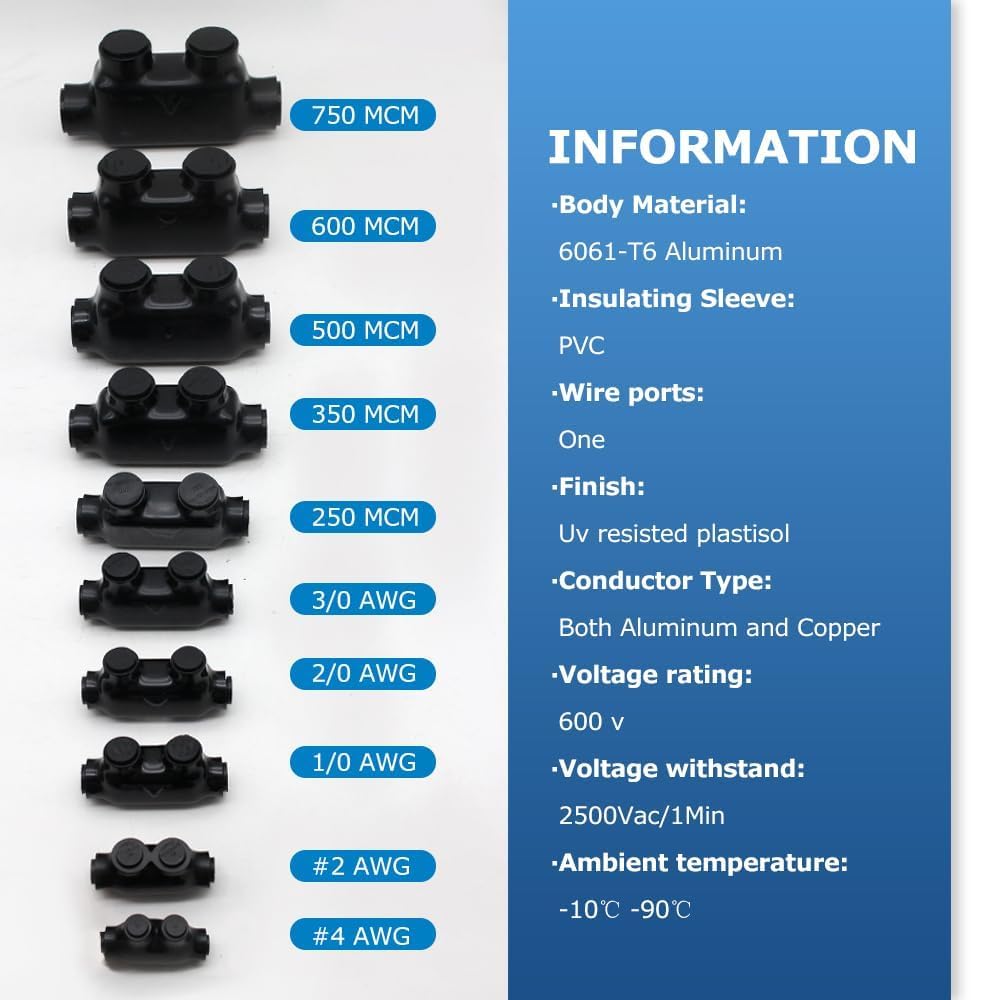 MAKERELE 3-Pack 3/0 Insulated Multi-Cable Connectors, 3/0-6AWG Compact and Durable Rubber Insulated Connectors, Wire Connector Essential for Rigorous Electrical and Marine Wiring
