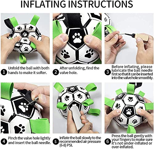 Dog Ropes Squeaky Soccer Balls With Bell Inside, Interactive Dog Toys For Tug Of War, Puppy Birthday Gifts, Dog Tug Toy, Dog Water Toy, Durable Dog Balls For Dog （6 Inch） #TOP7