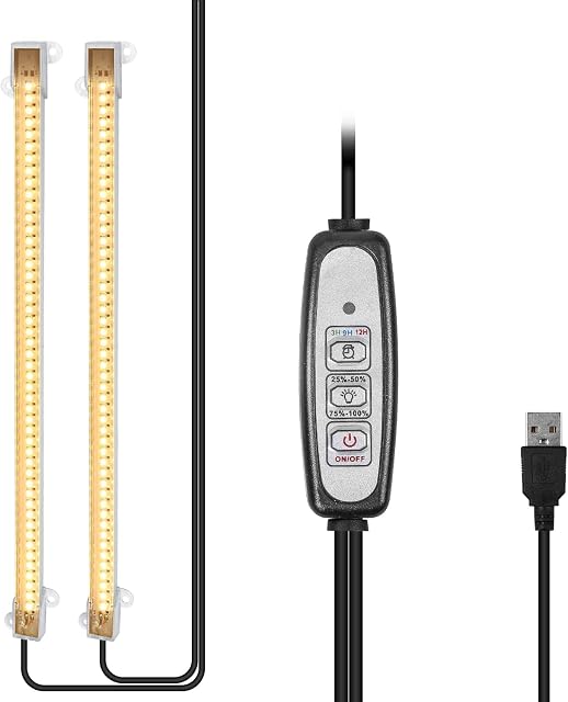 Sondiko LED Grow Light Strip, Auto On&Off Every Day Grow Light Sunlike with Upgraded Controller, 48 LEDs, 4 Dimmable Levels for Indoor Plants 2 Pack