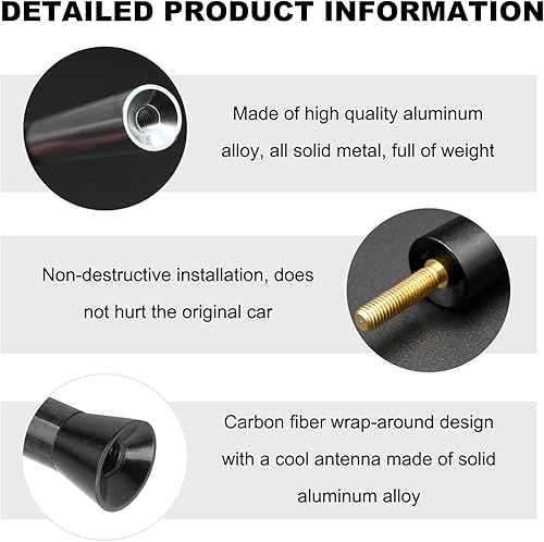 Miniatura 3 de Antena corta para automóvil, antena de radio automática de 1.37 pulgadas con tornillos y juntas de goma, repuesto de mástil de antena de techo corto