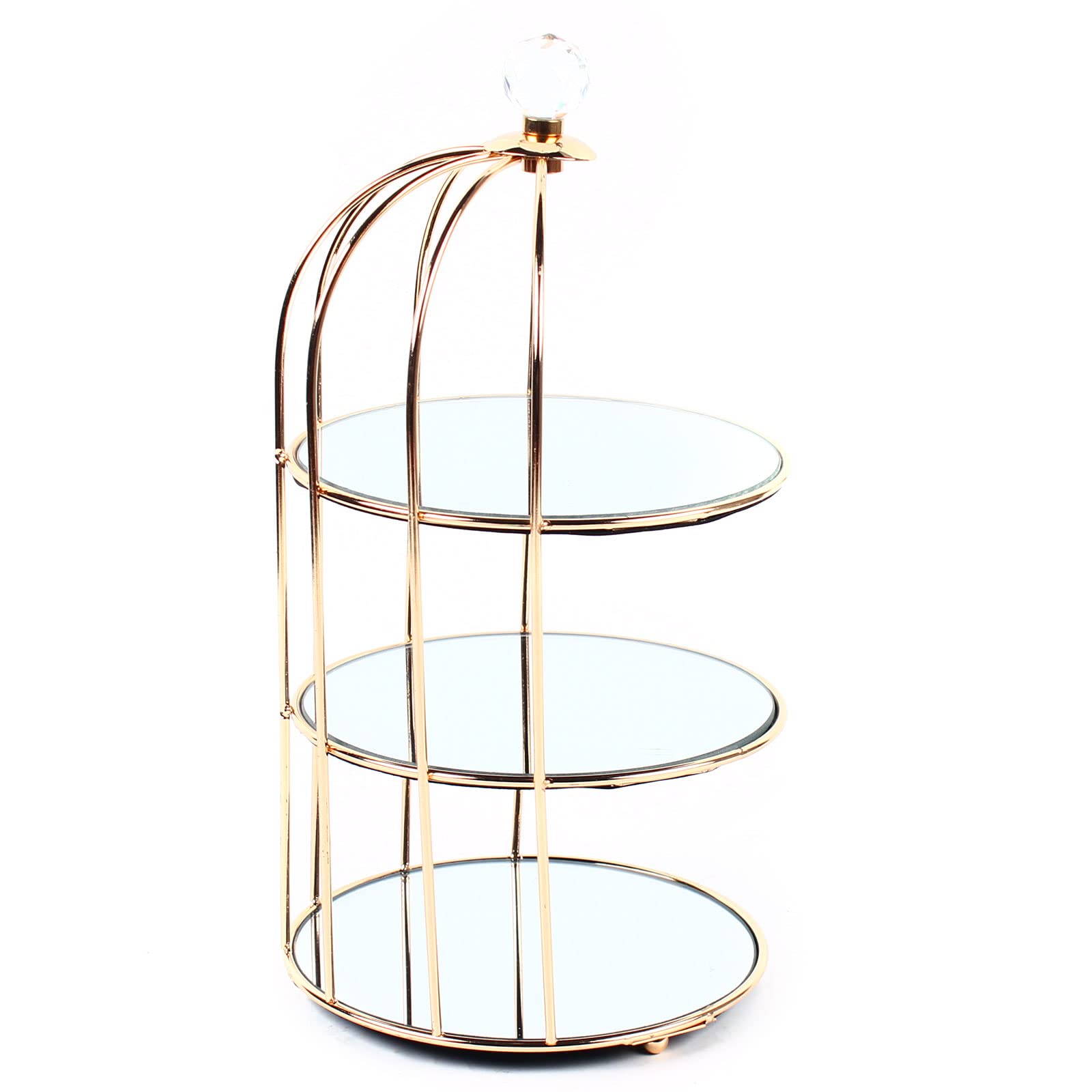 Chynalys Gold 3 Tier Cake Stand, Cake Stands With Bird Cage Shaped, Dessert Stand, Birdcage Shape Vanity Dresser Organizer Tray, Jewelry Trinket Tray