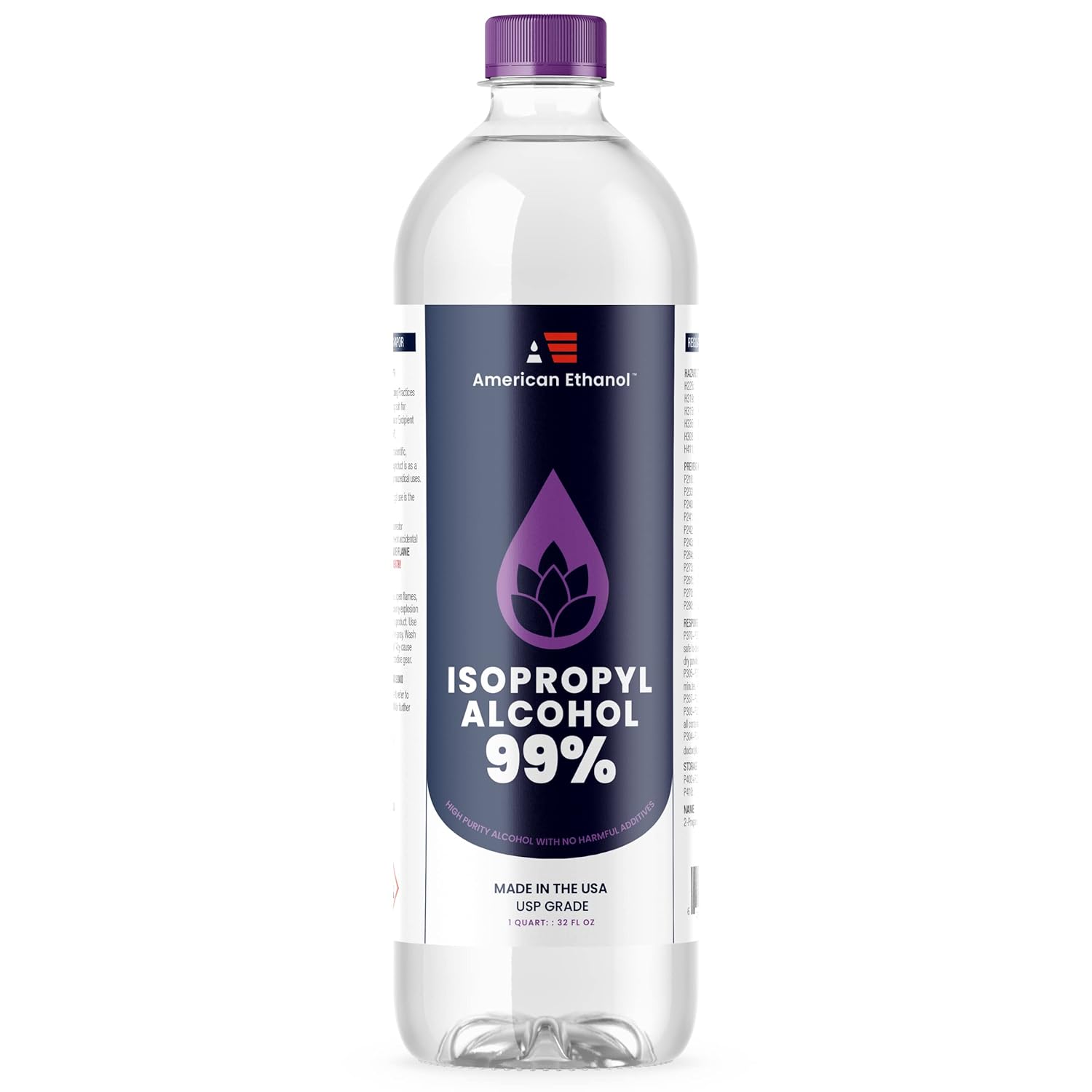 American Ethanol Isopropyl Alcohol 99 Percent - High-Purity Rubbing Alcohol for Multi-Use, Residue-Free Cleaning and Disinfection - 32 Fluid Ounces