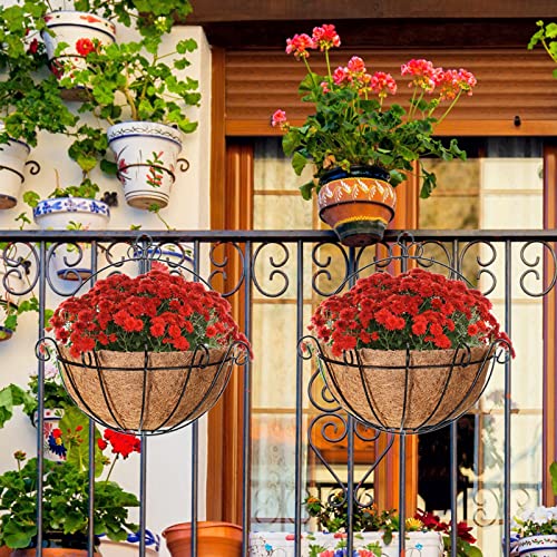 10 Pieces Metal Wall Hanging Planter Basket Coco Coir Liner 10 Inch Half Round Wall Mount Wire Plant Holder Semi Circular Metal Hanging Baskets Plants Outdoor Indoor Garden Porch Balcony Decoration #TOP6