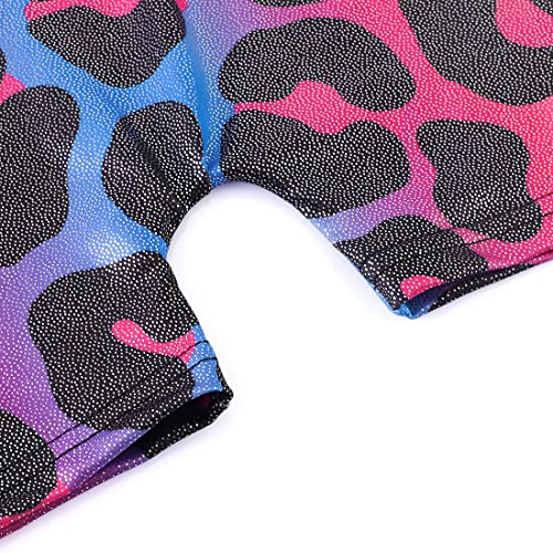 Image of EQSJIU Gymnastics Leotards for Girls Kids Rainbow Mosaic Mermaid Butterfly Stars Leopard Galaxy Tie Dye Cosmos Leopard