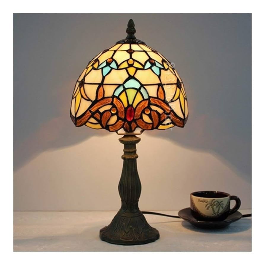 ステンドグラス テーブルランプグラデション ハンドメイド品 送料無料】ステンドグラス ミニランプ（ピンク＆ホワイト