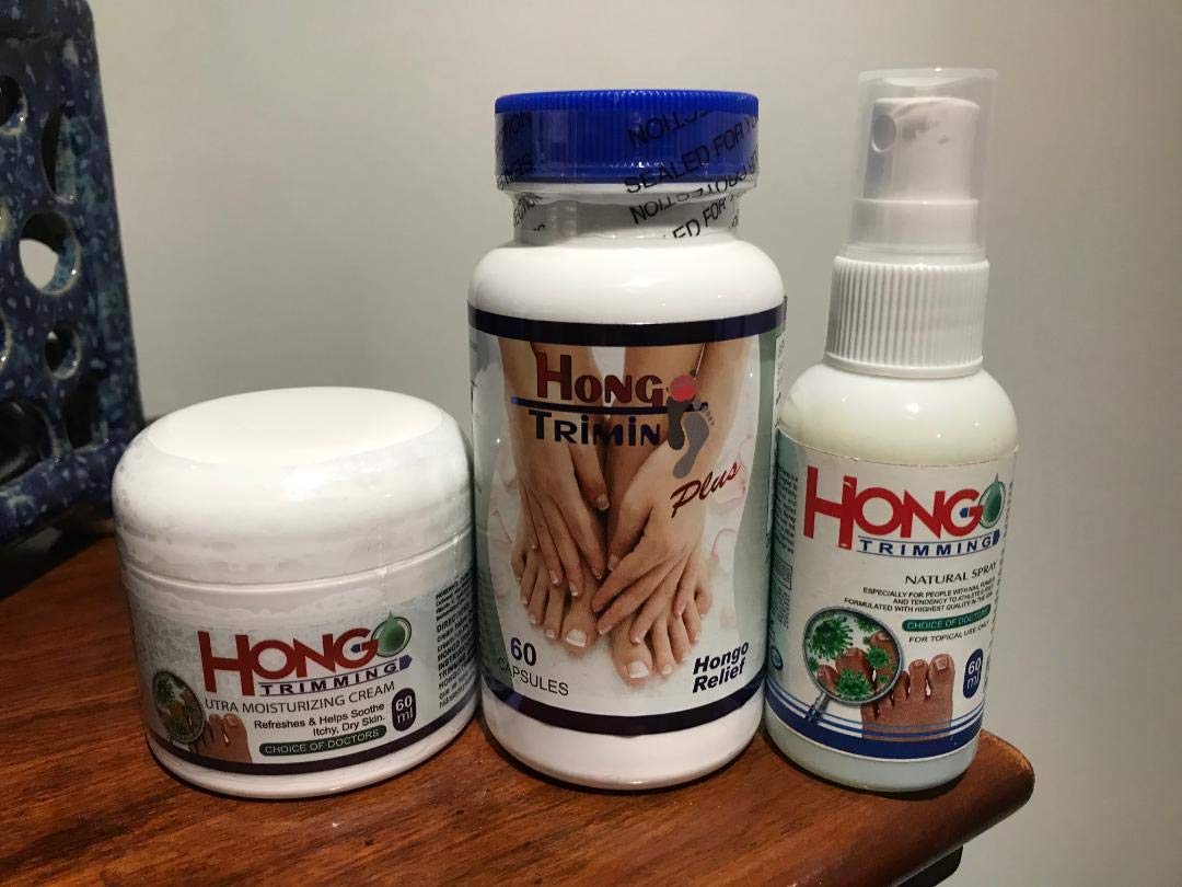 Kit Hongo Triming 60 Capsules Hongo Relief/Natural Spray (for people with nail fungus - athletes foot) / Ultra moisturizing cream (Refreshes and Helps