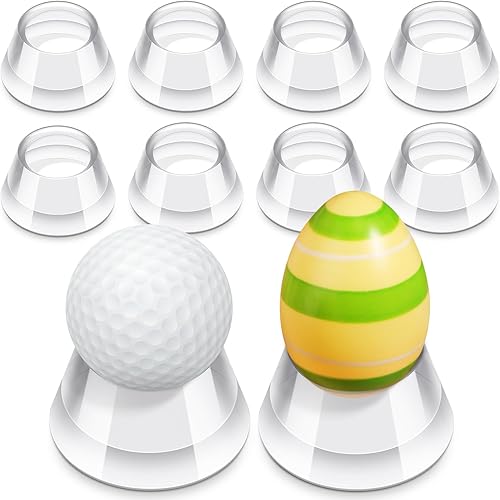 Yookeer 10 piezas de huevos de Pascua con cono redondo, soporte decorativo para pelotas de golf, copas de esfera de béisbol, soporte invisible