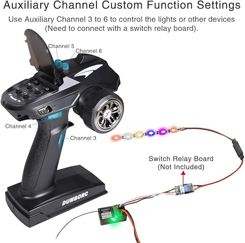 Miniatura 6 de DUMBORC X6 2.4GHz 6CH RC Radio Transmisor y receptor X6FG (giroscopio incorporado) con función de alarma a prueba de fallos y bajo voltaje para